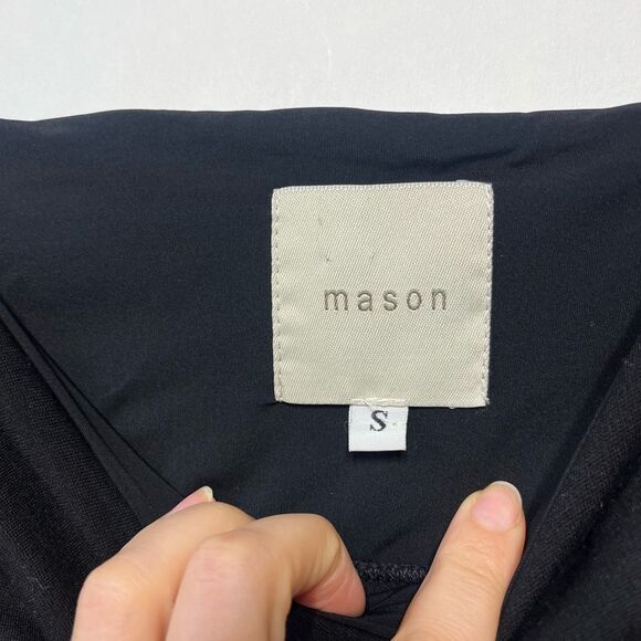 Michelle Mason One Shoulder Colorblock Silk Dress in Hot Fuchsia Pink and Black - Picture 9 of 13